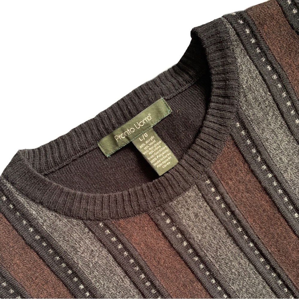 Pronto Uomo Wool Mix Coogi -style Crewneck Pullover Sweater Size Large